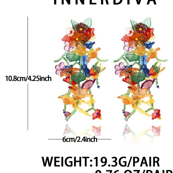 Colorful Beaded Flower Earrings Bohemia Dangle Summer Beach Jewelry Women - Picture 7 of 7